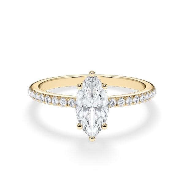 Verlobungsring Hidden Halo Lab-Grown Marquise-Diamant Gelbgold RU-1901