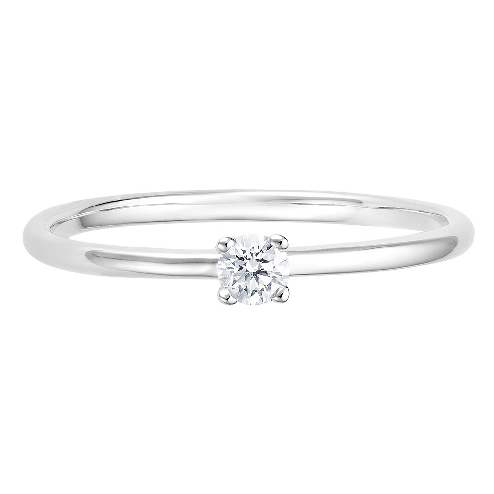 Solitaire Ring Weißgold Brillant 0.090 ct. w/si, liegend