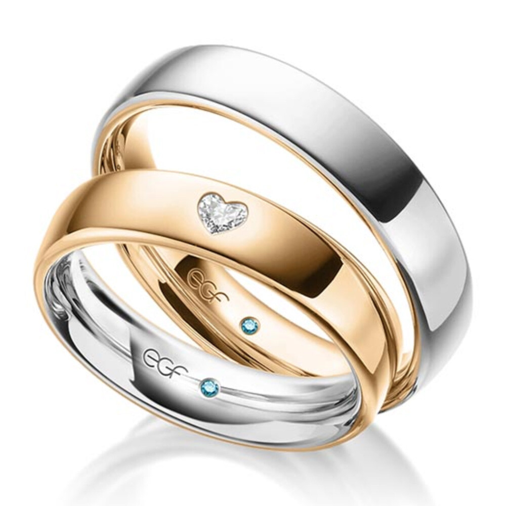 Trauringe mit Herz Roségold & Graugold Brillant F-1281-3
