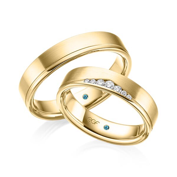 Trauringe Gelbgold Mattfuge Brillant F-1326-6
