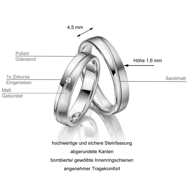 Trauringe Partnerringe Sterlingsliber 925 Zirkonia Marrya SI-11 Info