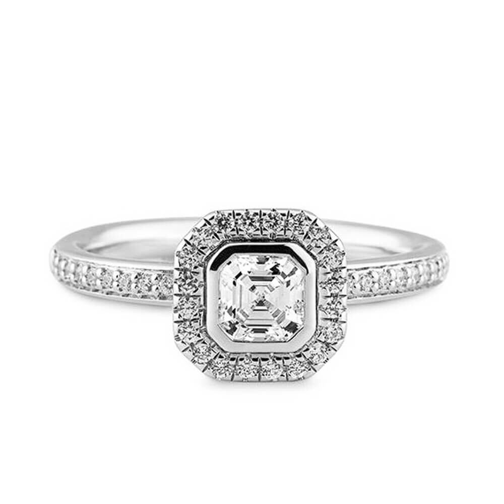 Verlobungsring Asscher Weißgold Lab-Grown Diamanten