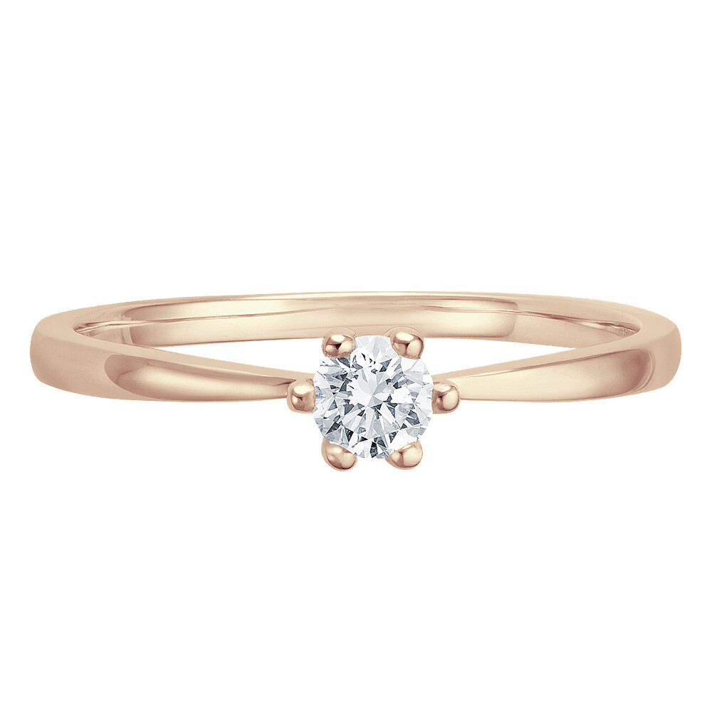 Solitaire Ring Roségold Brillant 0.170 ct. w/si, liegend