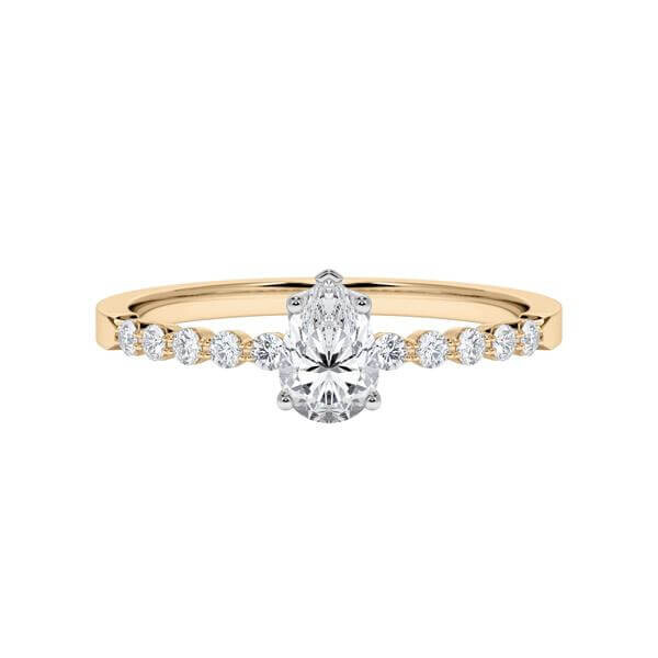Diamantring Roségold 375 & Weißgold 375 Tropfen-Diamant zus. 0,550ct RU-1786
