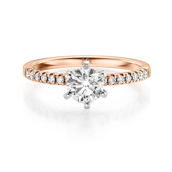 Diamantring Rotgold 333 zus. 0,840 ct, Lab-Grown & tw,si Brillant RU-1725-9