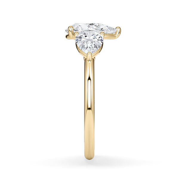Diamantring Three Stone Lab-Grown Tropfen Pear Gelbgold RU-1876
