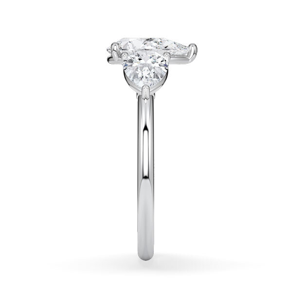 Diamantring Three Stone Lab-Grown Tropfen Pear Platin RU-1876