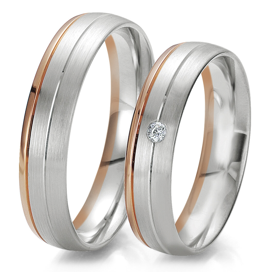 Trauringe Rainbow Weißgold Rotgold Brillant 0,030 ct.