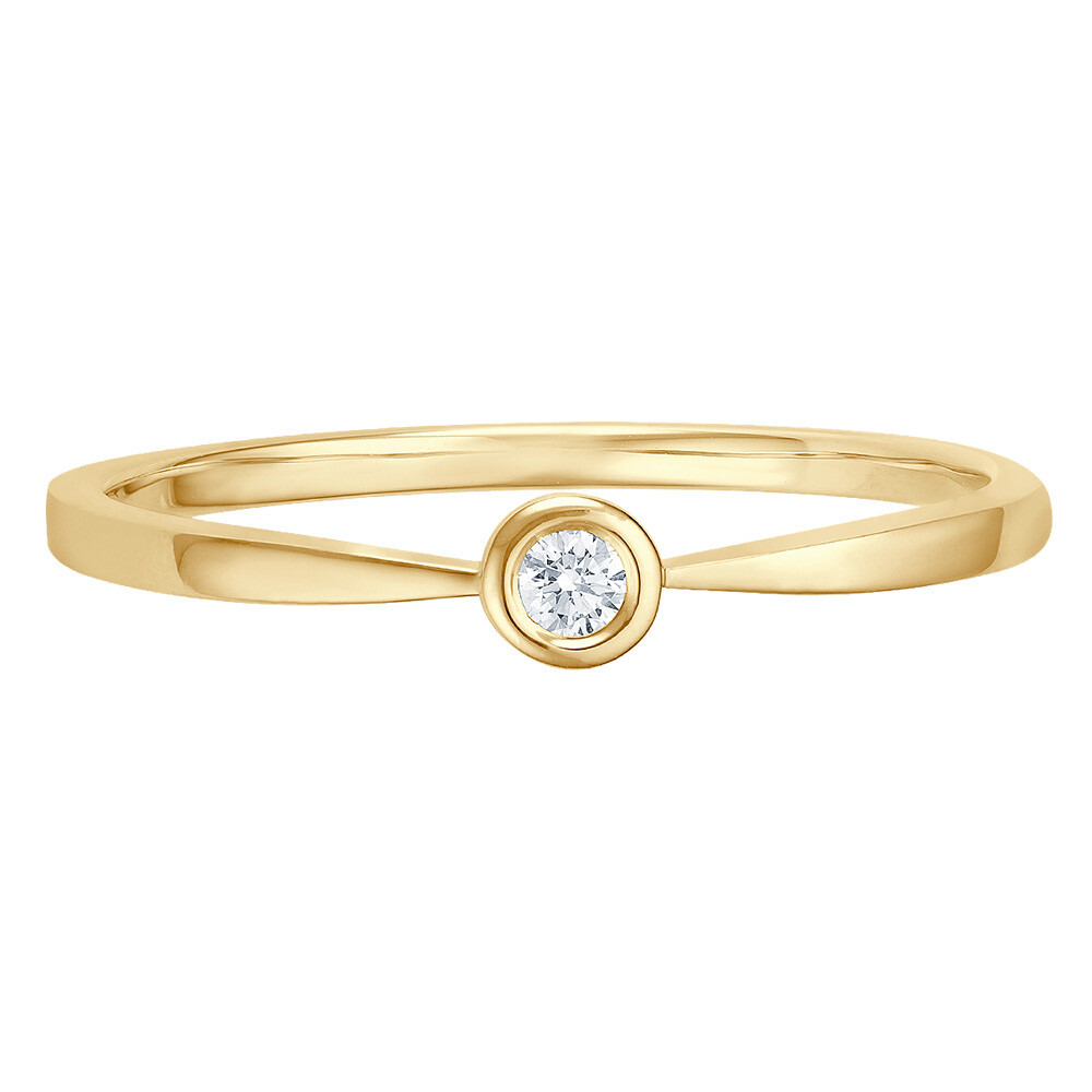 Solitaire Ring Gelbgold Brillant 0.040 ct. w/si, liegend