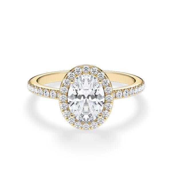 Verlobungsring Hidden Halo Oval Gelbgold RU-1902