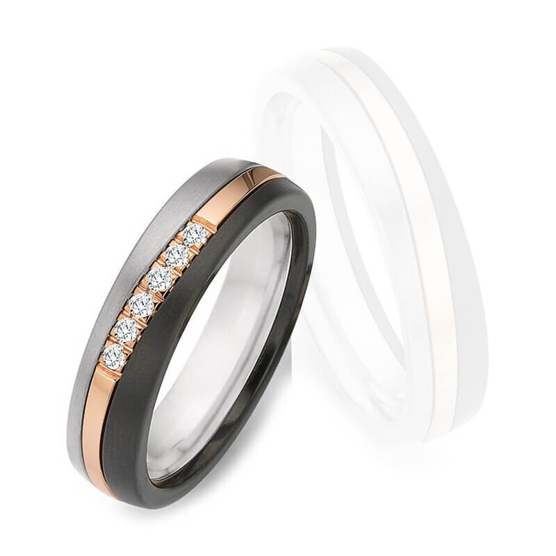 Damenring Surfing Colors  Zirkonium & Roségold 585 & Titan 1420010