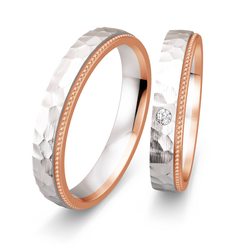 Trauringe Avantgarde Weißgold Rotgold Brillant 0,035 ct.