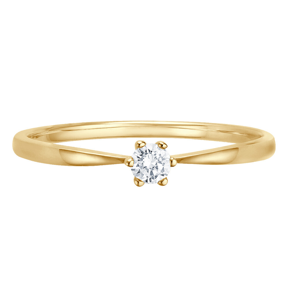Solitaire Ring Gelbgold Brillant 0.090 ct. w/si, liegend