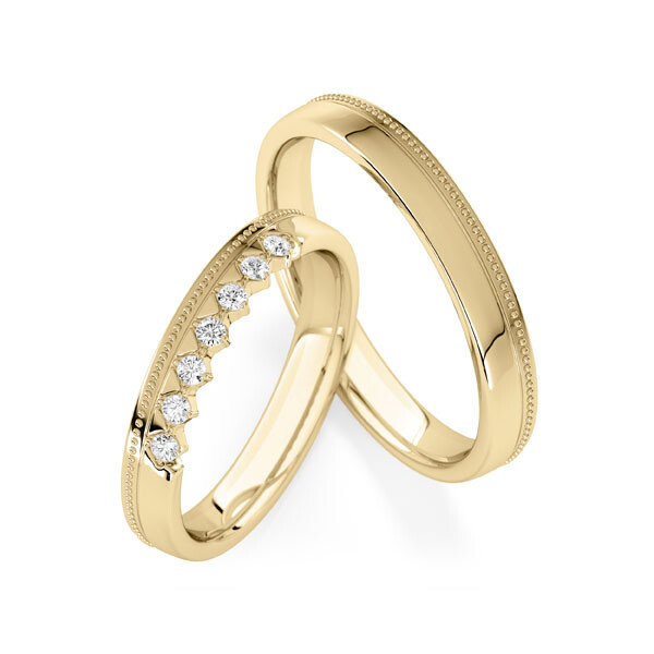 Trauringe mit Millgriff/Perlfuge Gelbgold RU-1840