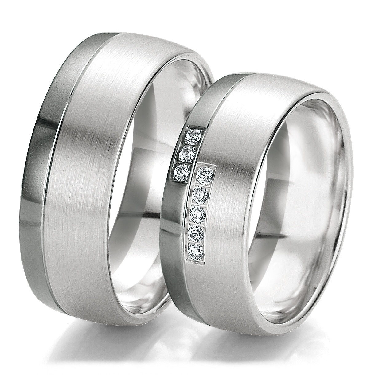 Trauringe Bicolor Weißgold Graugold 48/06123 & 48/06124