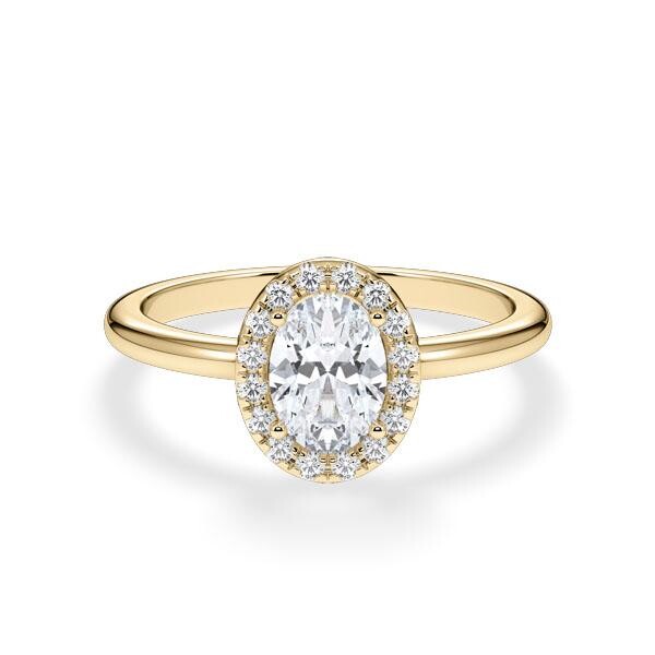 Verlobungsring Hidden Halo Oval Gelbgold RU-1902
