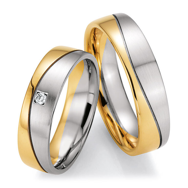 Trauringe Weißgold & Gelbgold Brillant CR 66/40130 & 66/40140