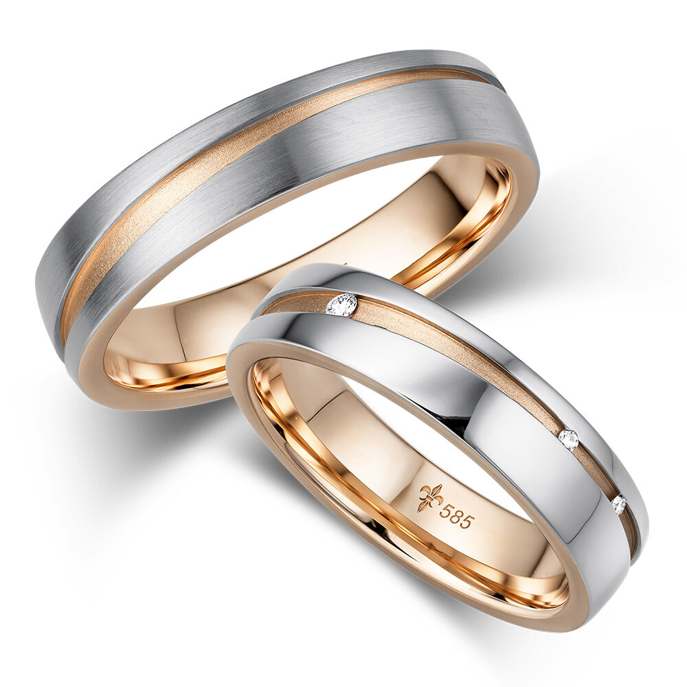 Trauringe Antonia Weißgold & Roségold TR-0-00021 & TR-1-00021