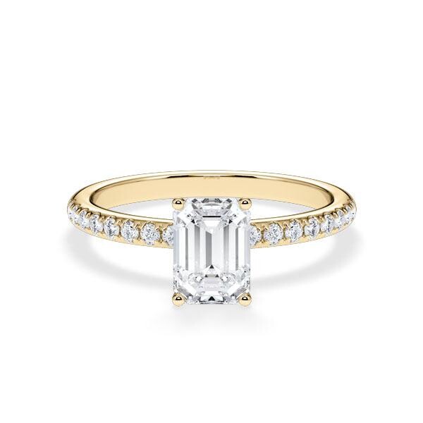 Verlobungsring Veiled Halo Emerald Gelbgold RU-1890