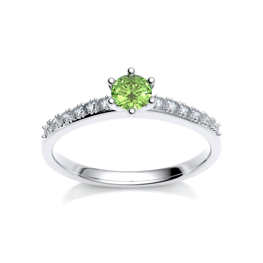 Verlobungsring Pavé aus Silber 925 Peridot Zirkonia
