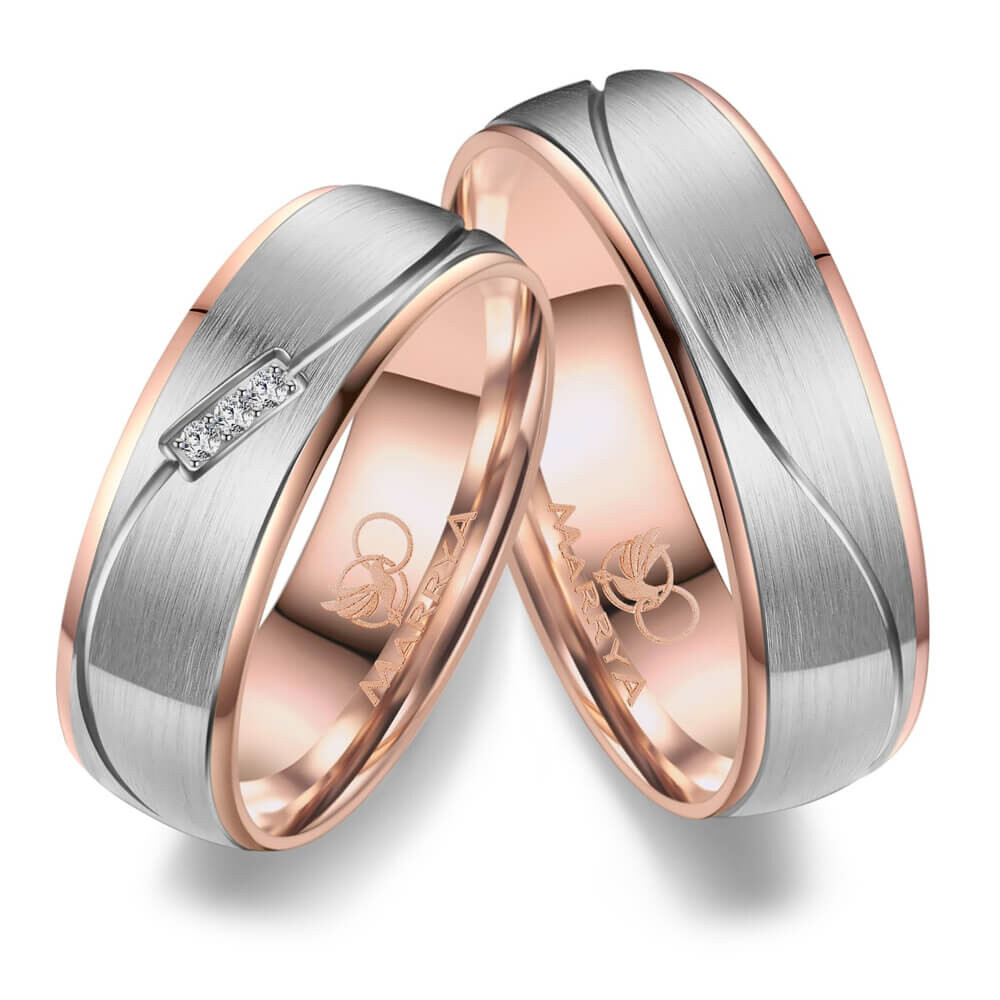 Partnerringe Edelstahl Rosé Zirkonia ES21