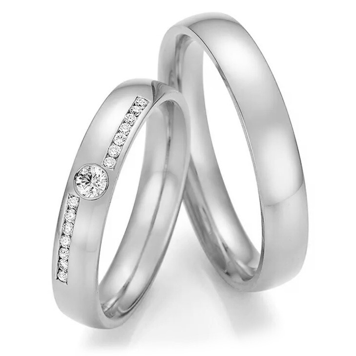 Trauringe Weißgold mit mehreren Diamanten TRS66RU60070W