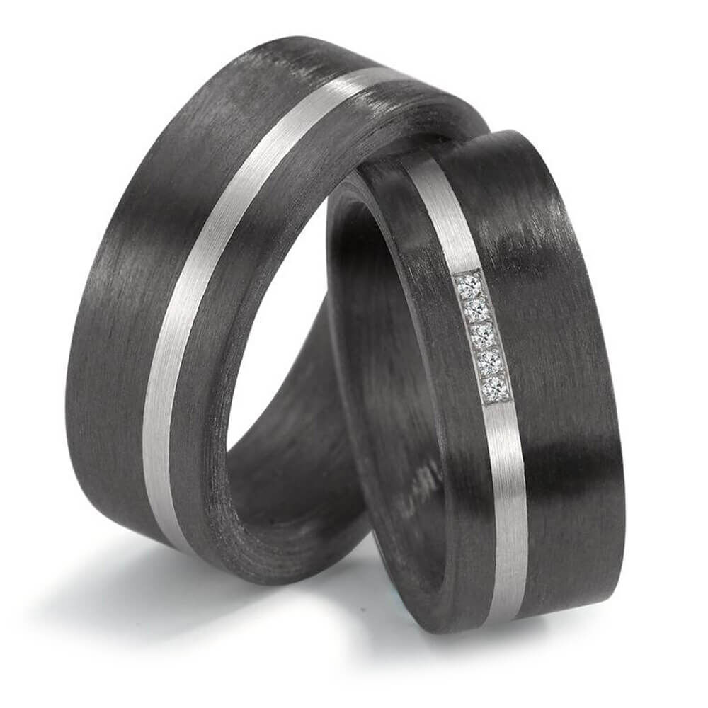 Trauringe Carbon & Palladium 500 Brillant 0,025 ct.