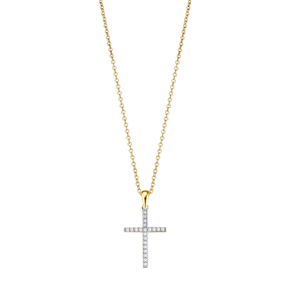 Kette mit Kreuz-Anhänger Pallina Gelbgold rh. Brillant 0,080 ct.