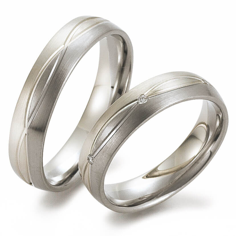 Trauringe Weißgold & Palladium Brillant 0,060 ct.