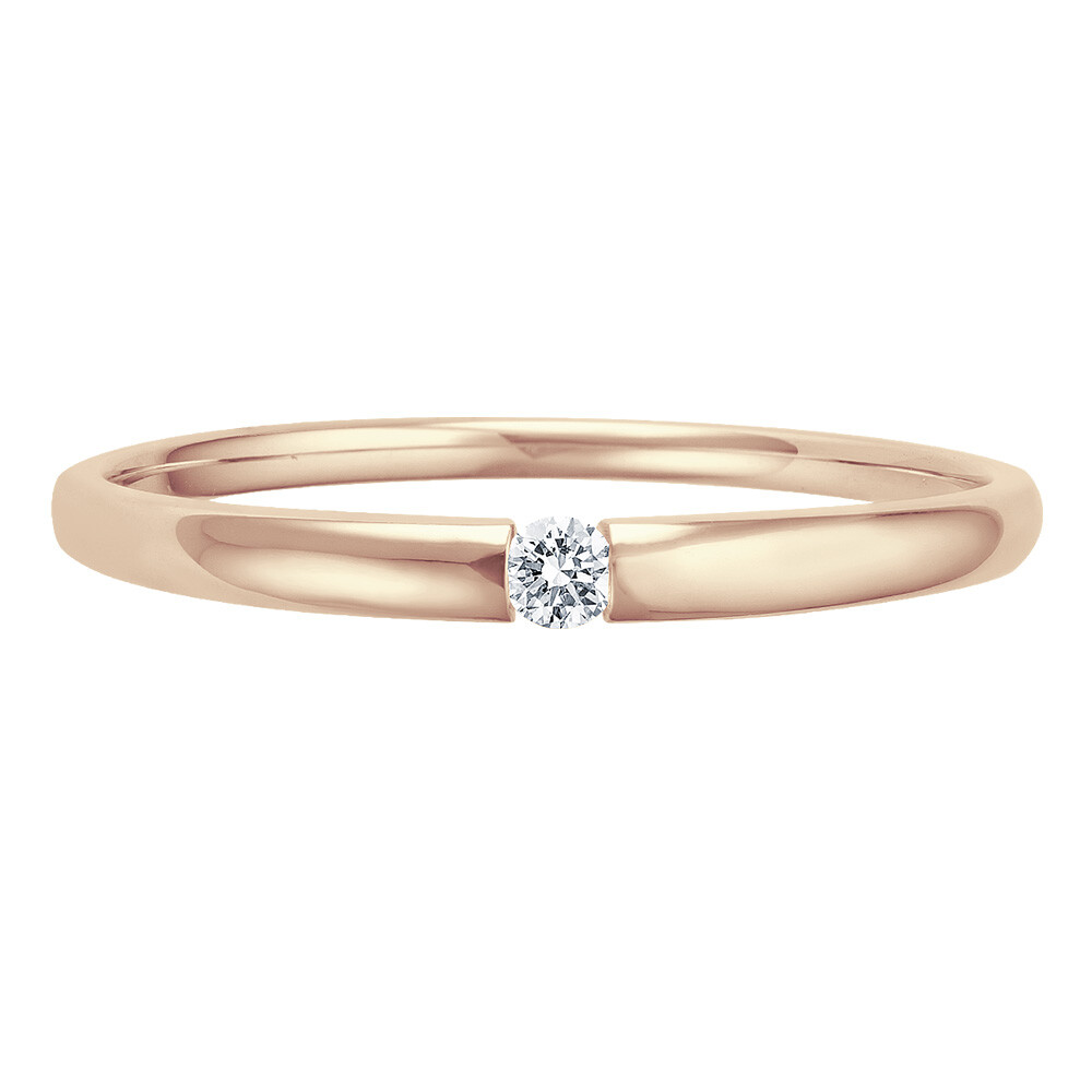 Solitaire Ring Roségold Brillant 0.040 ct. w/si, liegend
