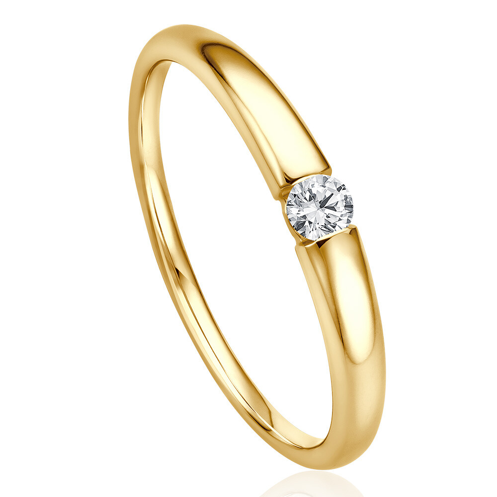Solitaire Ring Weißgold Brillant 0.090 ct. w/si, stehend