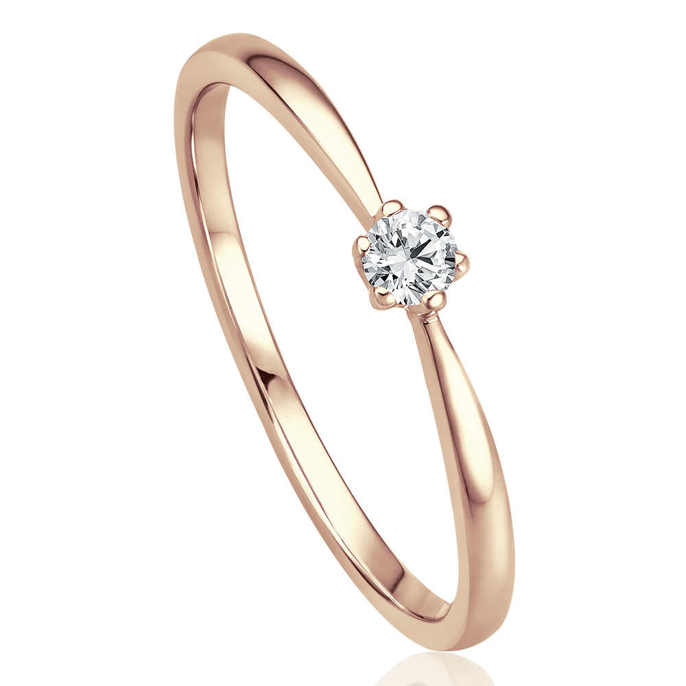 Solitaire Ring Roségold Brillant 0.090 ct. w/si