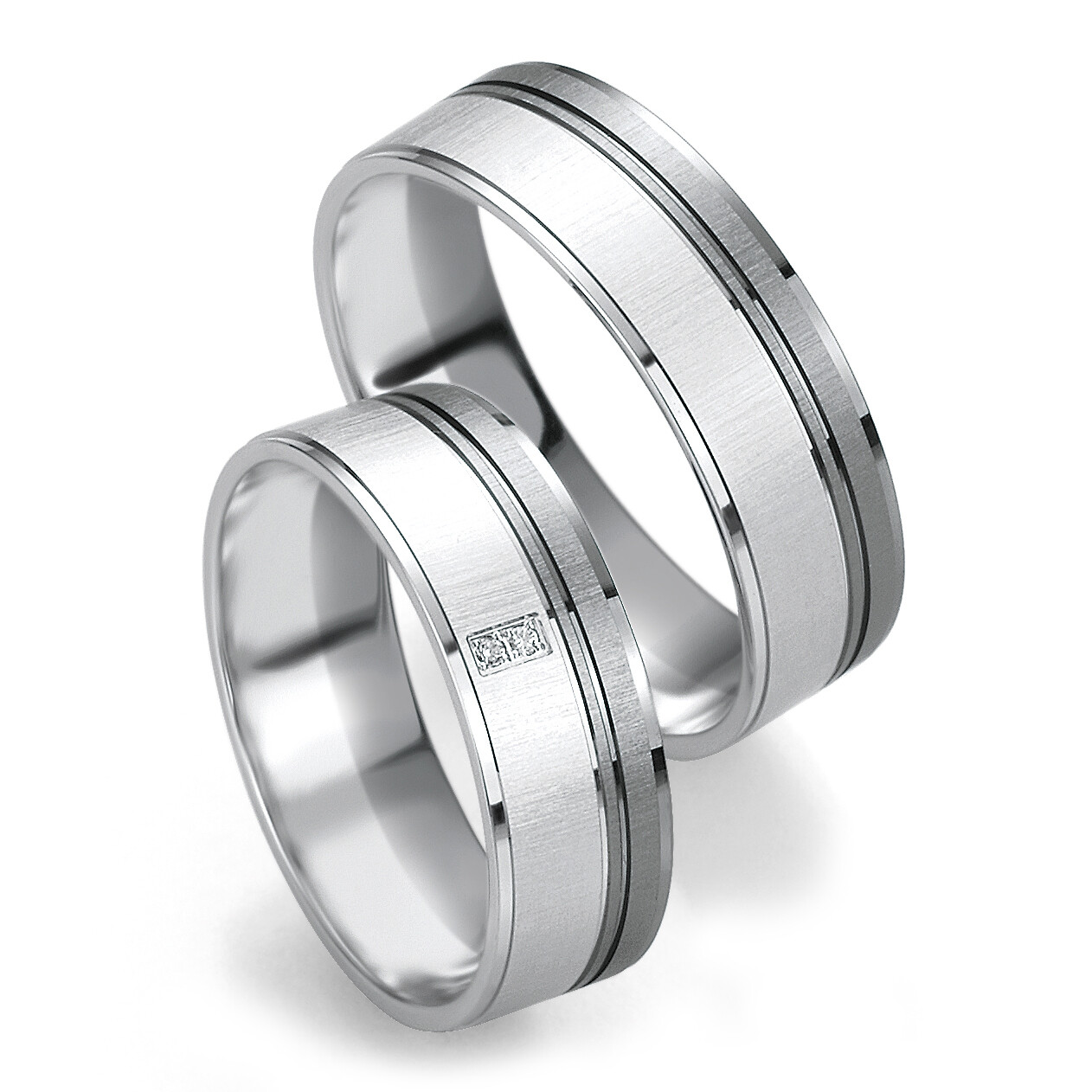 Trauringe aus Weißgold & Graugold - TRS07BR149WGr