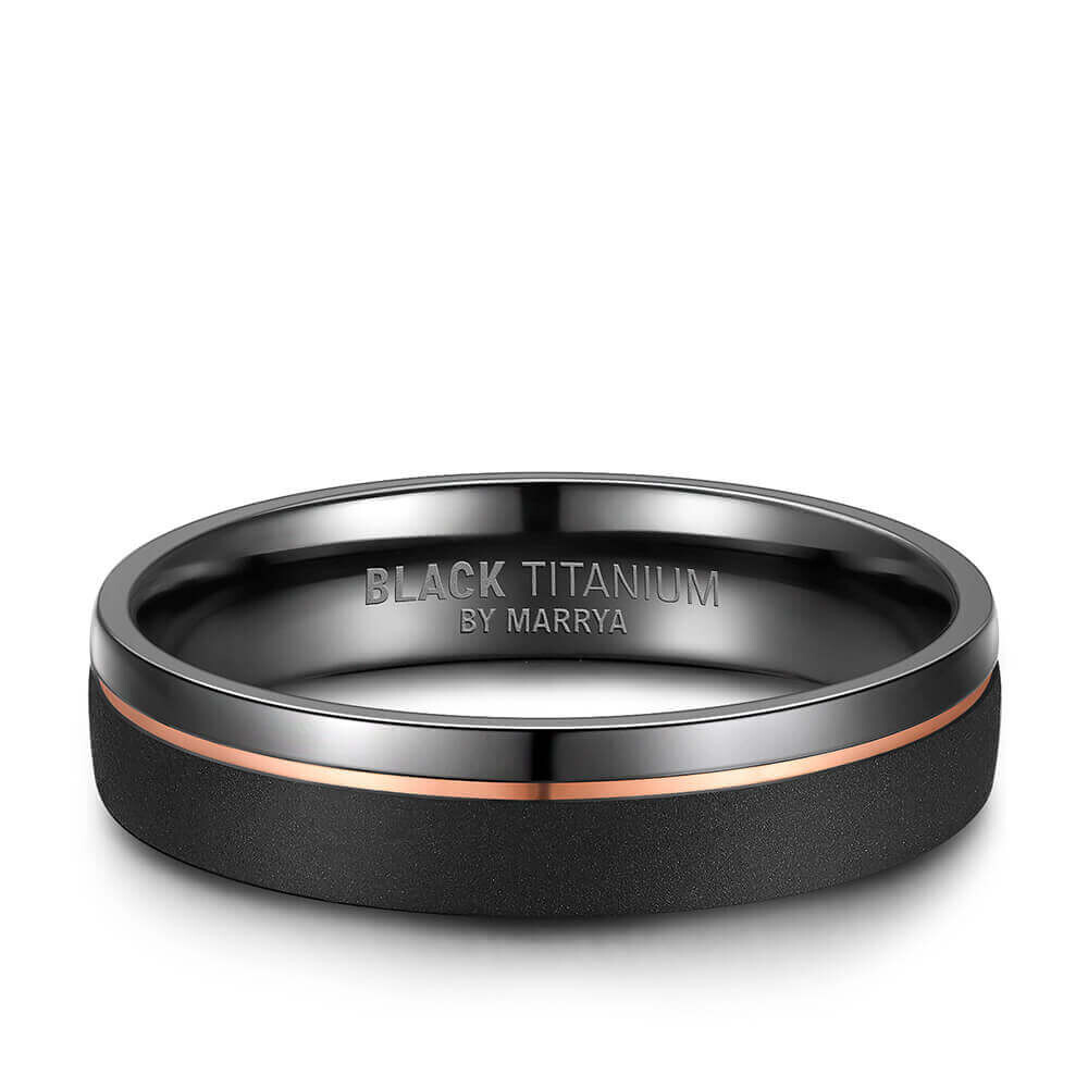 Einzelring Herren liegend Black Titanium BT-04