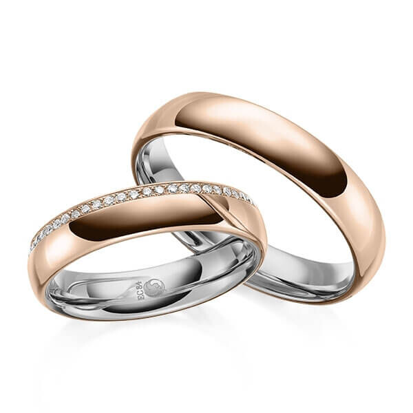 Trauringe Eheringe Bicolor Rotgold Palladium RU-1644