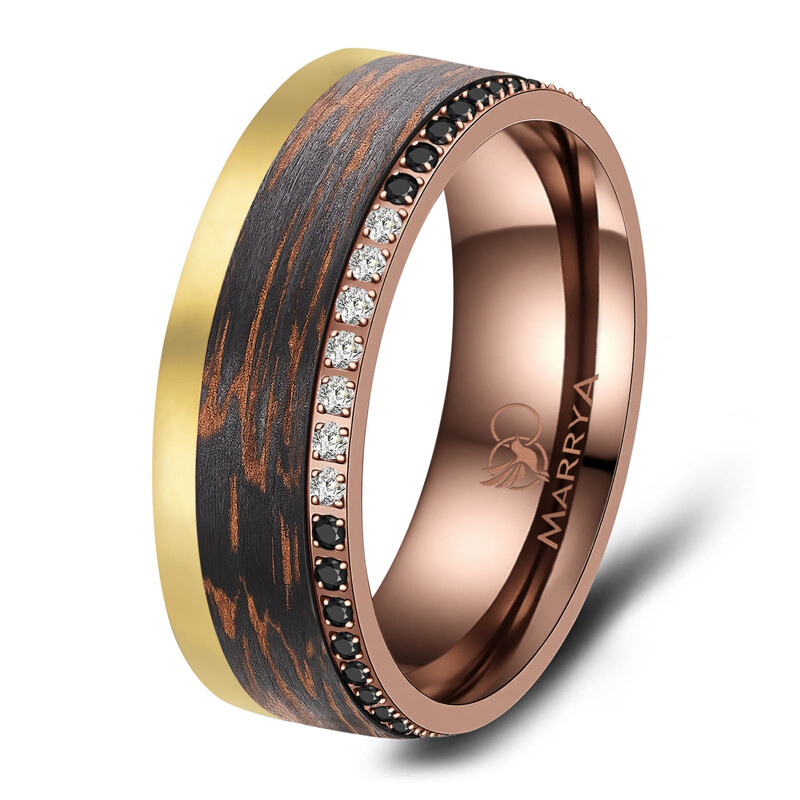 Breiter Damenring Carbon Bronce Gold CB-07