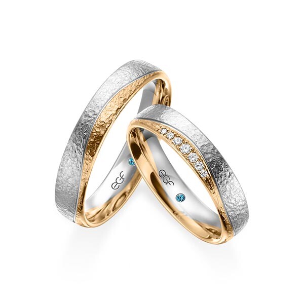 Trauringe Bicolor Roségold & Graugold Crushed Brillant F-1351-2