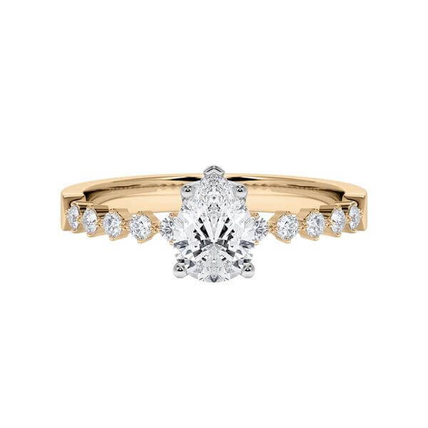 Verlobungsring Tropfen Diamant Roségold 750 & Platin 950 zus. 0,700ct. Rubin 1794