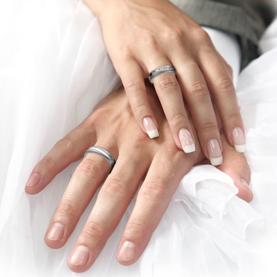 Trauringe 14/20010 & 14/20020 Titan & Weißgold 585