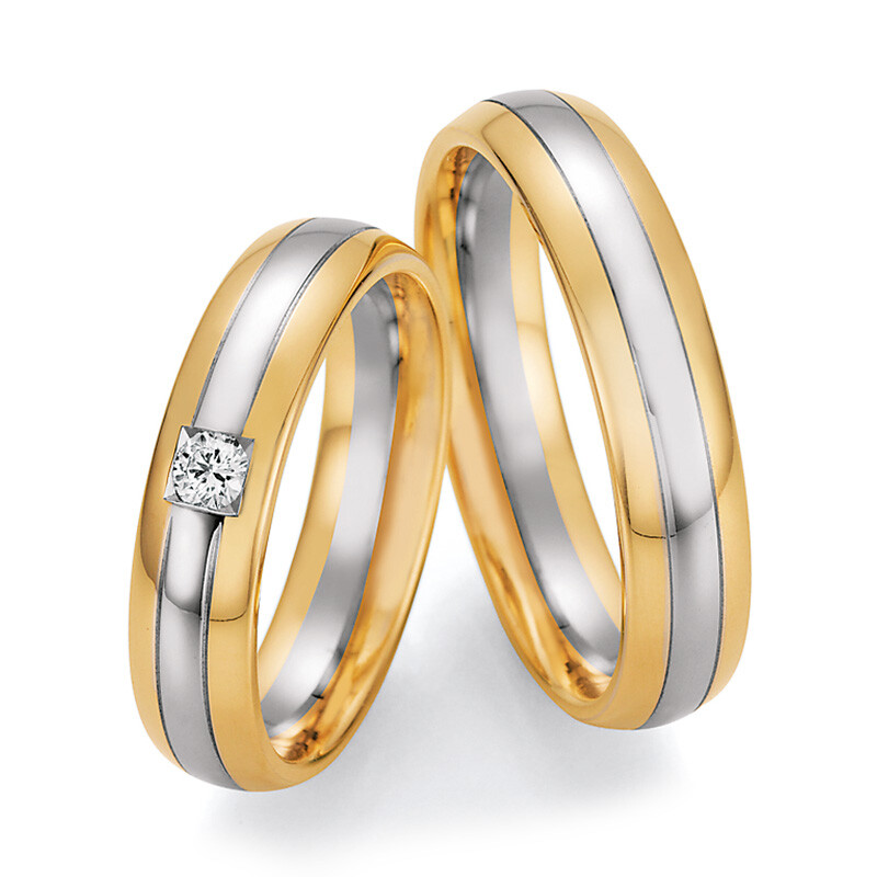 Trauringe 66/37070 & 66/37080 Gelbgold & Weißgold