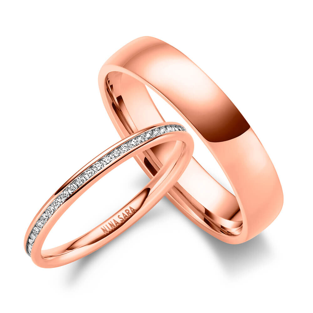 Edelstahlring Set Rosé mit Beisteckring Zirkonia NS13