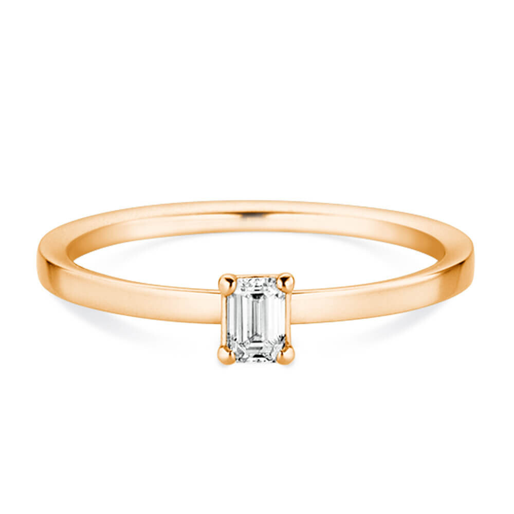 Verlobungsring Emerald Cut Rotgold