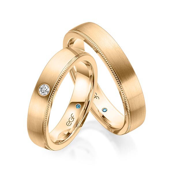 Trauringe Roségold Perlfuge Brillant F-1315-7