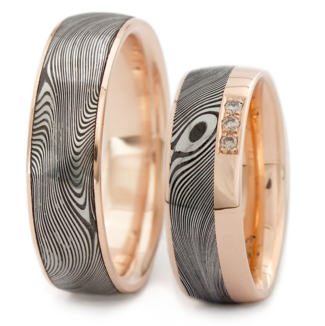 Trauringe Damaszenerstahl & Roségold