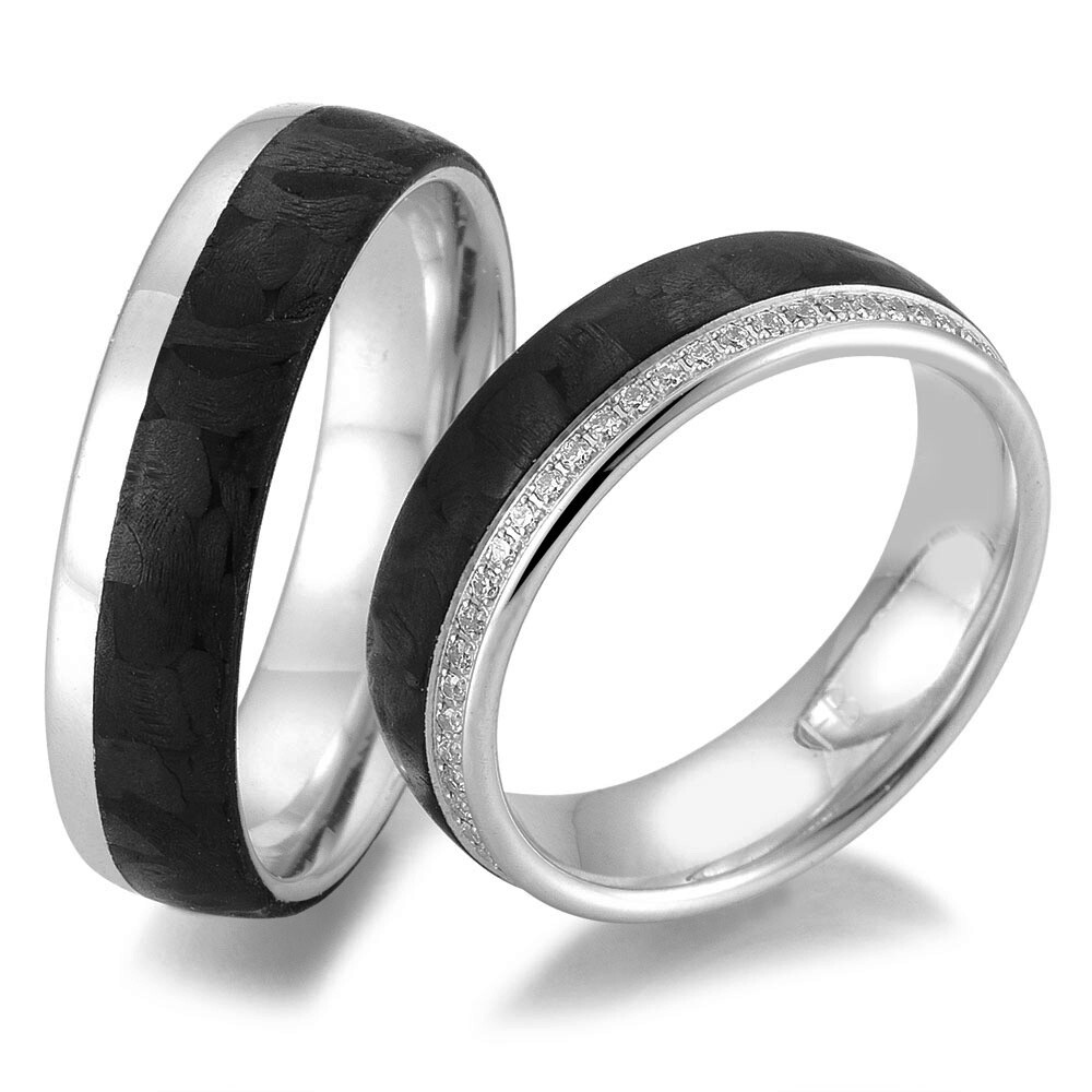 Trauringe Carbon Platin 48/06501 & 48/06502