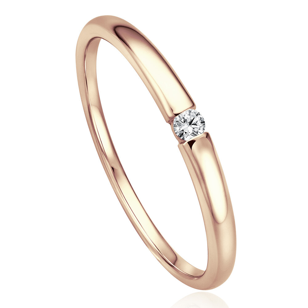 Solitaire Ring Roségold Brillant 0.040 ct. w/si
