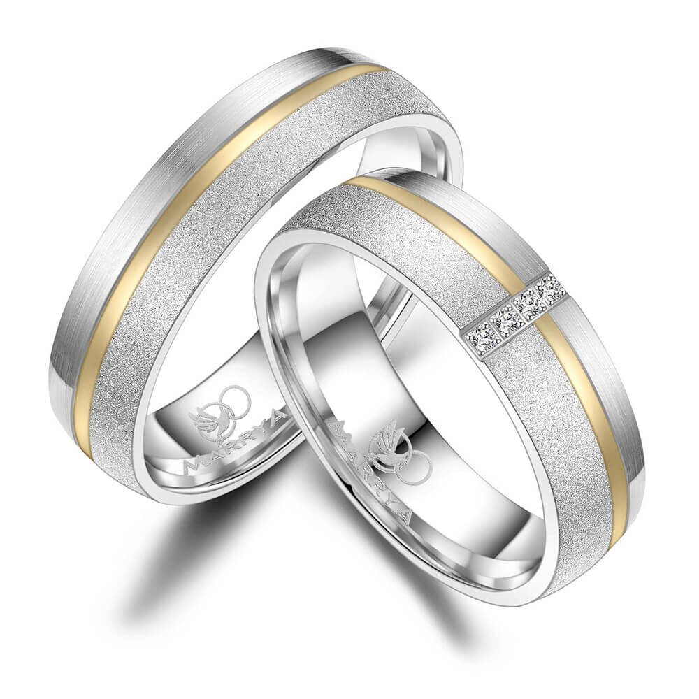 Trauringe Partnerringe Silber & Gold Zirkonia SGB07