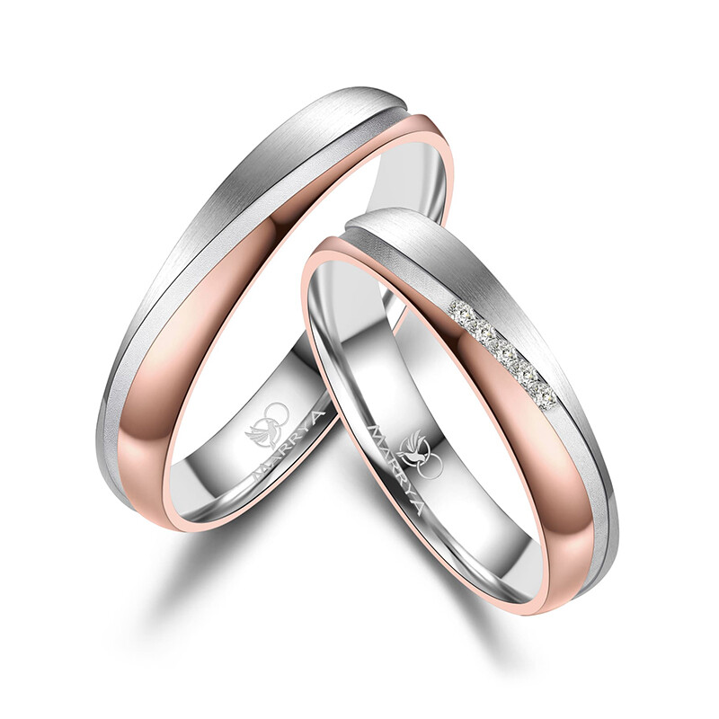 Partnerringe Edelstahl Rosé Zirkonia ES42