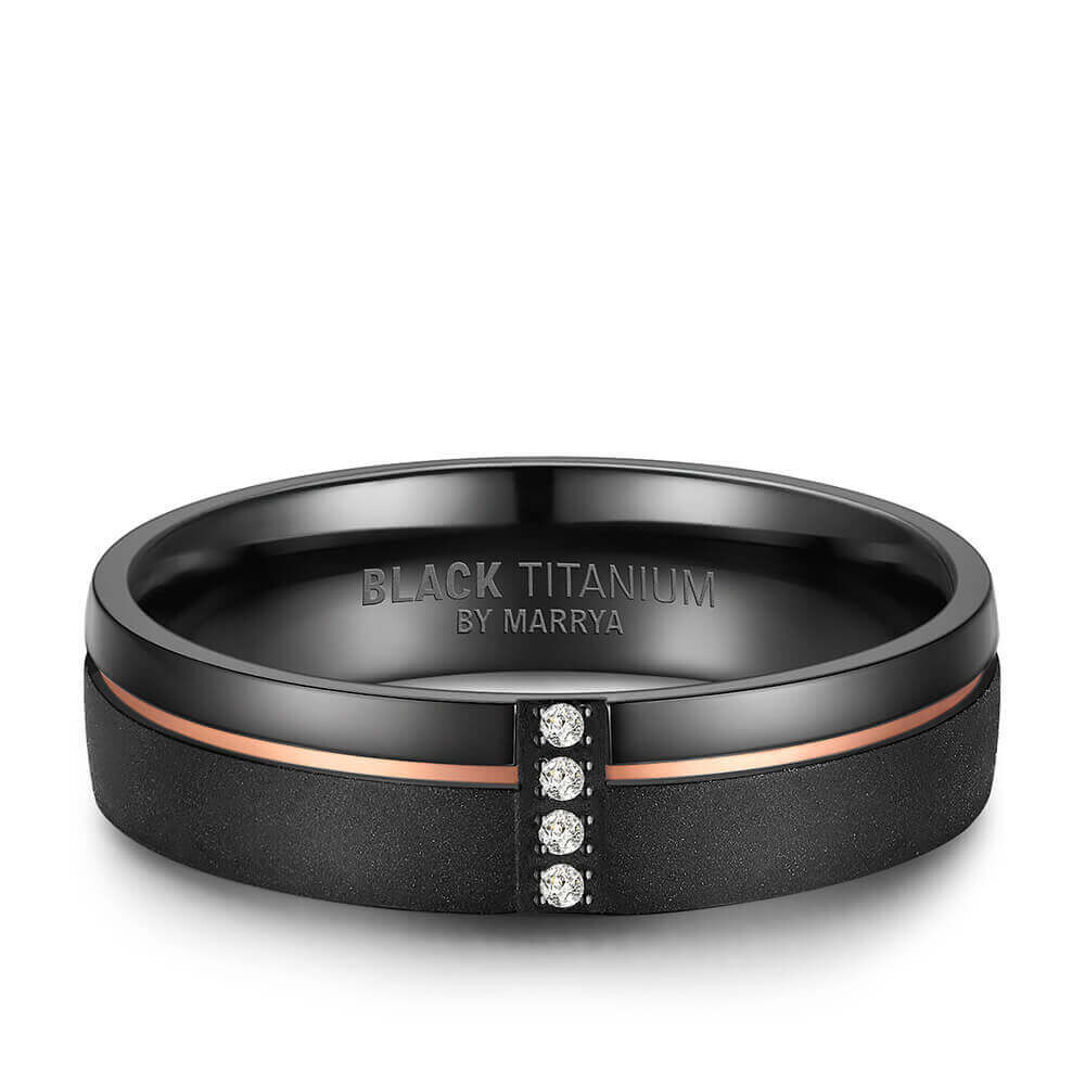 Einzelring Damen liegend Black Titanium BT-04