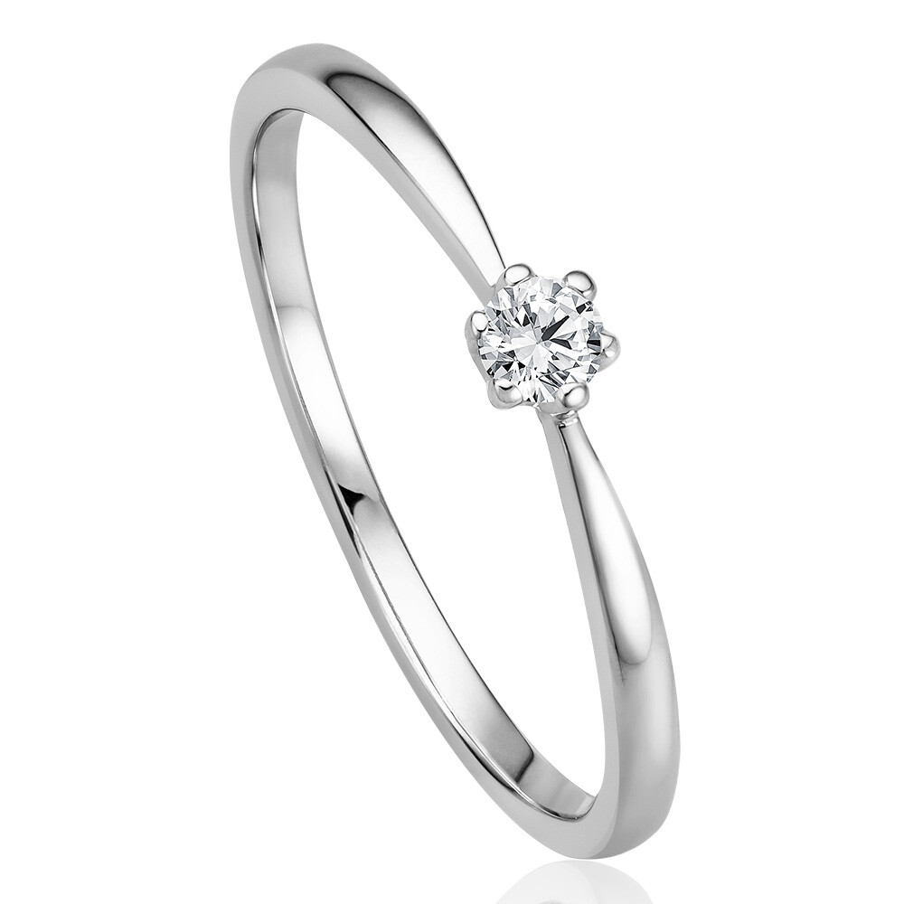 Solitaire Ring Weißgold Brillant 0.090 ct. w/si